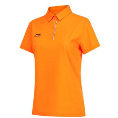 李宁（LI-NING)2022运动时尚舒适透气女子短袖POLO衫 APLS006-3 橙色