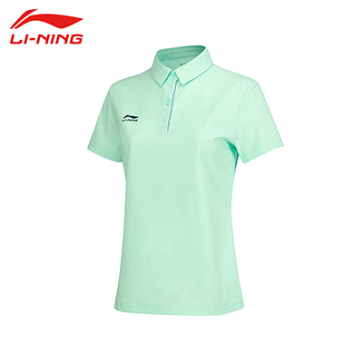 李宁（LI-NING)2022运动时尚舒适透气女子短袖POLO衫 APLS006-4 浅绿