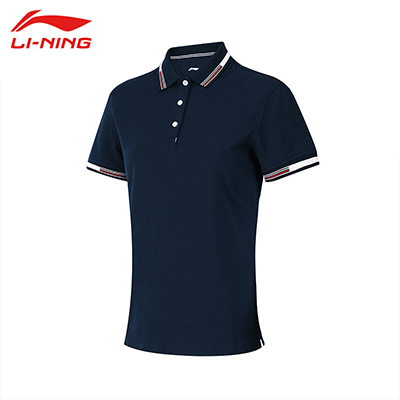 李宁（LI-NING)2022运动时尚舒适透气女子短袖POLO衫 APLS144-2 蓝色