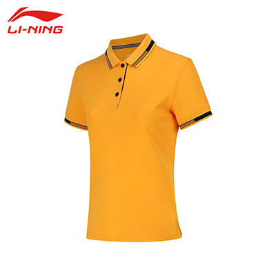 李宁（LI-NING)2022运动时尚舒适透气女子短袖POLO衫 APLS144-3 橙色