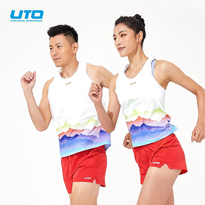 UTO悠途 馬拉松跑步 男女速干透氣運動T恤 夏季圓領文化衫  江山如畫 中性款