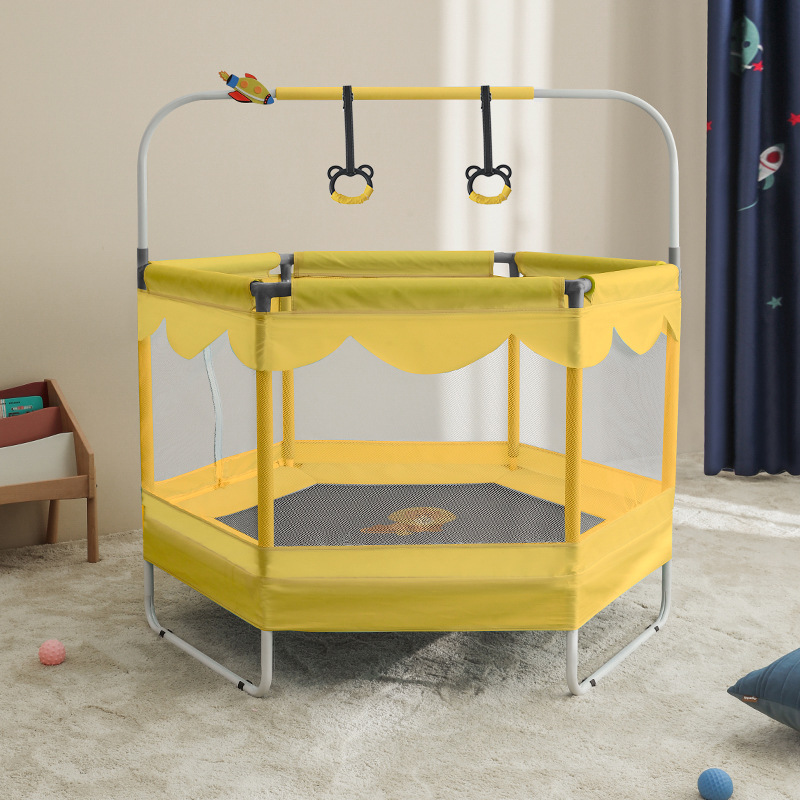 灵猫IMAO 家用儿童护网蹦床 带护栏跳跳床 黄色豪华版 MR-2112 