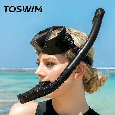 TOSWIM拓胜 全湿式自由泳训练呼吸管游泳训练潜水换气神器 墨鱼黑（TS211780099）