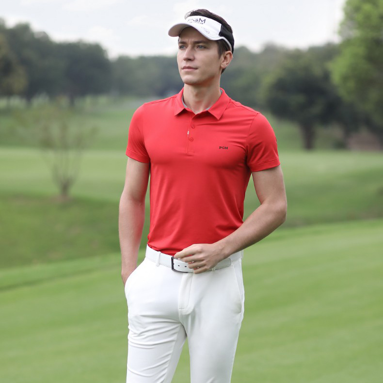 PGM 22年新品 高尔夫男士短袖T恤 YF463 红色