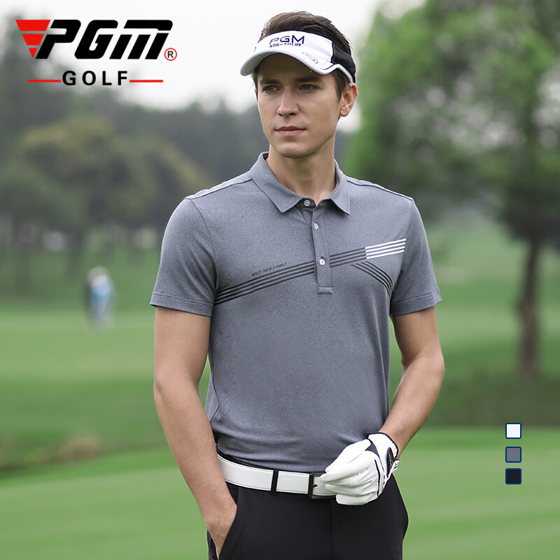 PGM 高尔夫男士短袖 新款高尔夫运动T恤 YF251 花灰色