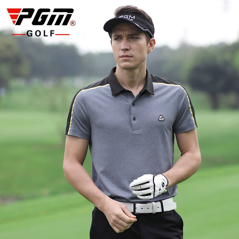 PGM 新款 高尔夫短袖T恤 男士夏季运动上衣 YF246  黑灰 