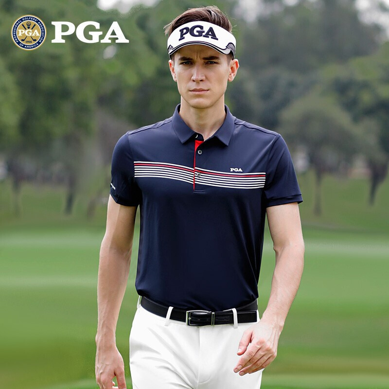 PGA 高尔夫男士短袖 夏季运动T恤 101062 藏青色