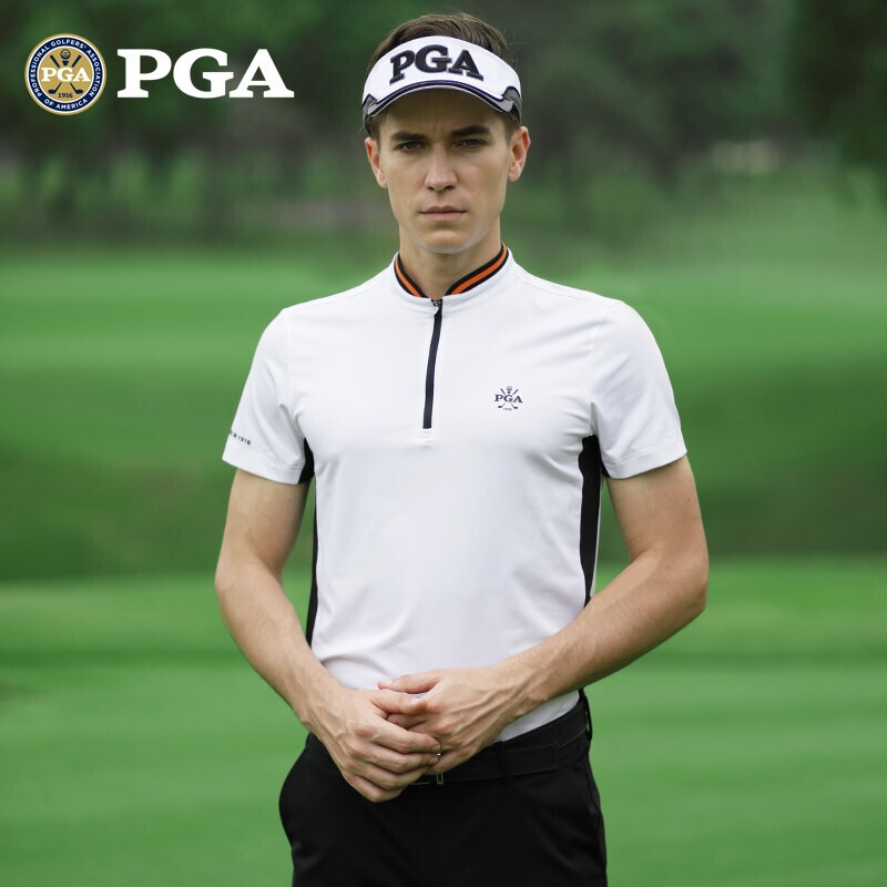 PGA 新款高尔夫运动短袖 高弹舒适男士夏季T恤 PGA 101073 白色