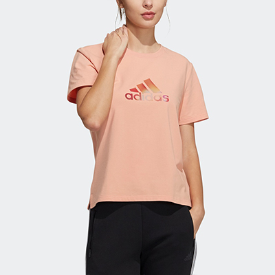 adidas阿迪达斯女装夏季运动短袖T恤 H09749 红粉