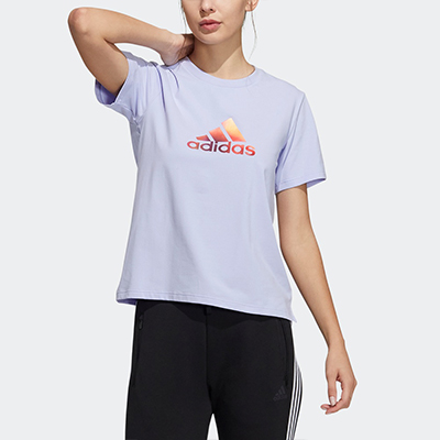 adidas阿迪达斯女装夏季运动短袖T恤 H09754 紫色
