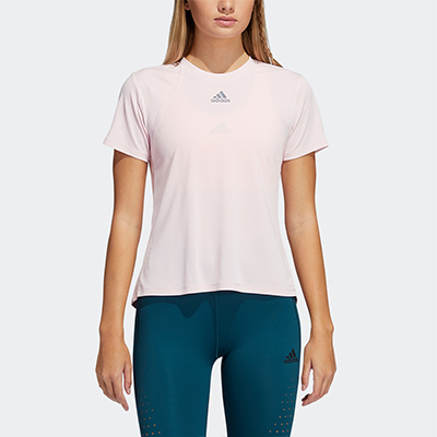 adidas阿迪达斯女装透气凉爽干爽运动健身短袖T恤 H20746 粉色