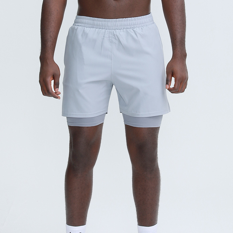 UABRAV安步威 男士健身短裤 夏季假两件运动短裤 威96 银灰色