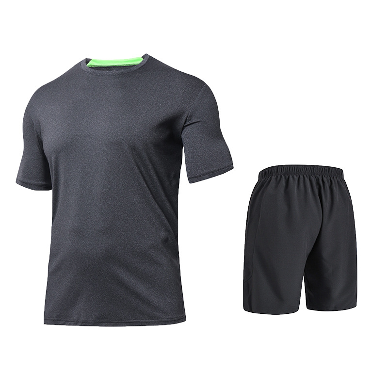 UABRAV安步威网球服套装 男士专业运动套装网球羽毛球跑步两件套短袖短裤  威20+26 深灰色+黑色