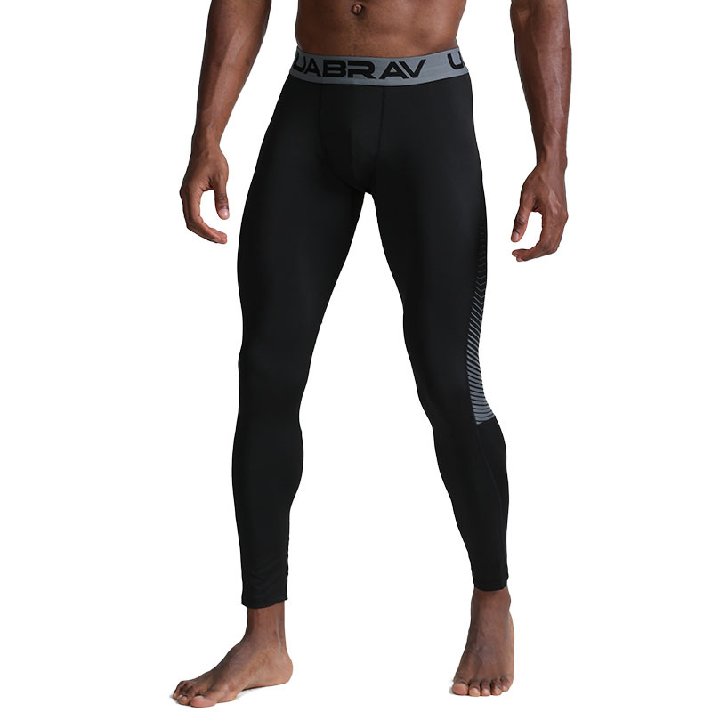 UABRAV安步威 男士健身速干紧身裤 户外高弹健身长裤 威73 黑色