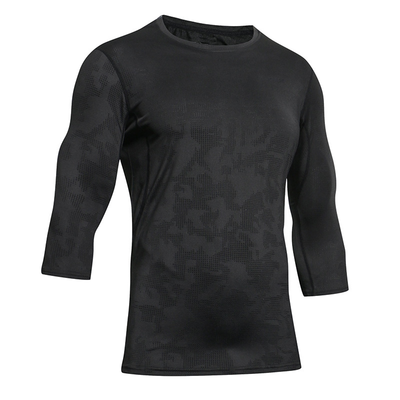 UABRAV安步威 男款健身速干T恤 宽松运动七分袖 44 黑色