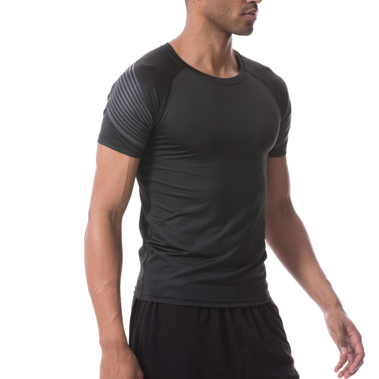 UABRAV安步威 男士健身短袖 紧身健身跑步运动T恤 威43 流光黑