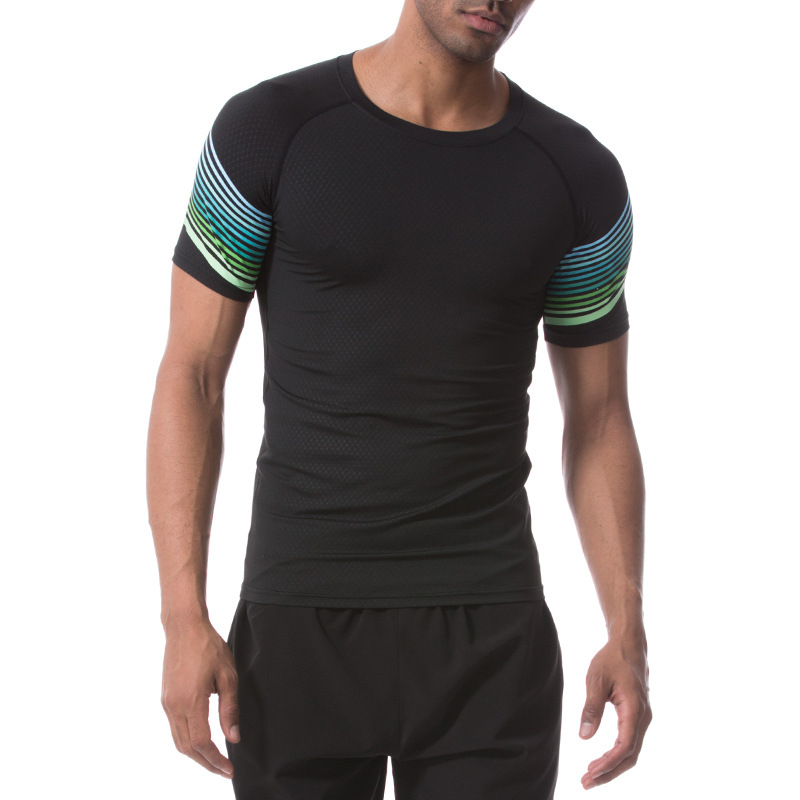 UABRAV安步威 男士健身短袖 紧身健身跑步运动T恤 威43 流光绿