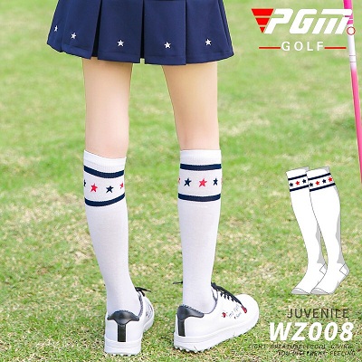 PGM高尔夫袜子 女童长筒袜儿童运动袜子夏季百搭防晒 30cm长 WZ008 灰色