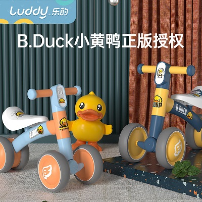 Luddy乐的 B.duck小黄鸭儿童平衡车四轮无脚踏助步车 1003W