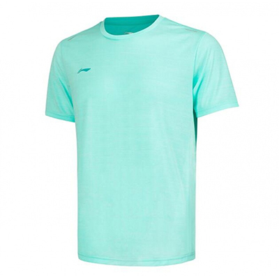 李宁（LI-NING)2022运动时尚舒适透气男子短袖T恤文化衫 ATSS599-1 浅蓝色