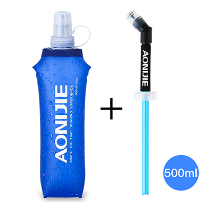 奥尼捷运动软水壶可塑性软水袋可折叠越野跑步水袋250/500ML便携 SD15 500ML+一根快吸吸管