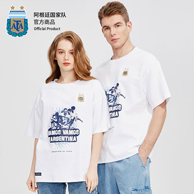 阿根廷國家隊官方商品 新款時尚球星印花運動短袖T恤梅西足球迷 