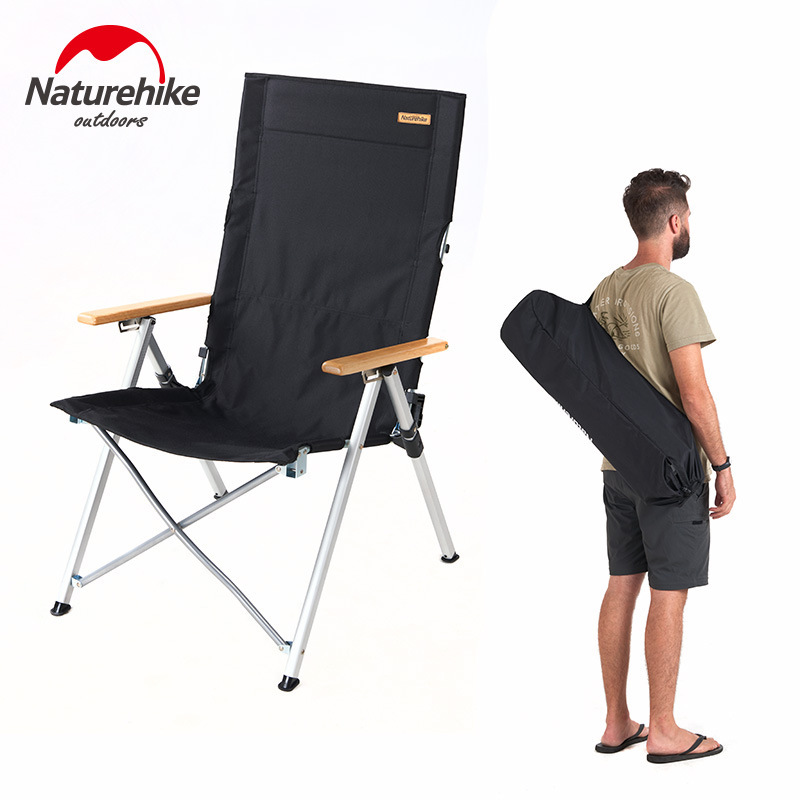Naturehike挪客户外折叠便携躺椅露营午休钓鱼椅子铝合金沙滩椅NH17T003-Y 黑色