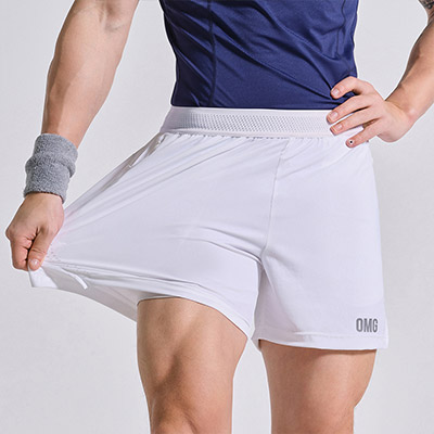 OMG潮牌 锦纶高弹力专业冰丝速干跑步训练运动短裤男士健身三分裤 白色