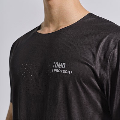 OMG『超轻零感系列』 运动短袖t恤男士速干网眼透气健身衣服紧身衣 黑色