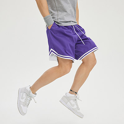 OMG潮牌 篮球运动短裤夏季锦纶男士健身五分裤子速干宽松双层网眼 紫色