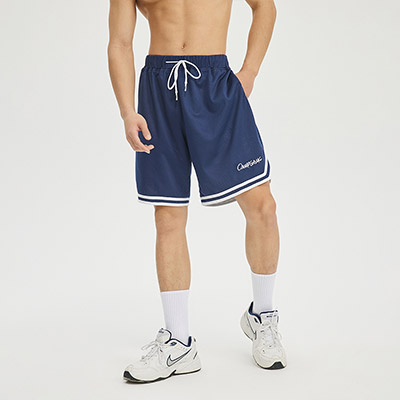 OMG潮牌 篮球运动短裤夏季锦纶男士健身五分裤子速干宽松双层网眼 蓝色