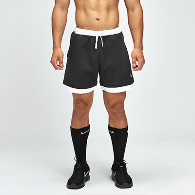 OMG潮牌 夏季跑步训练健身短裤男士三分裤速干透气运动休闲宽松 黑色