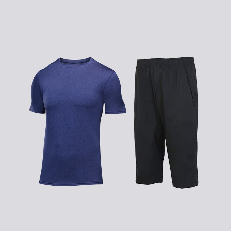 UABRAV安步威 夏季健身套装 男士休闲健身运动套装 两件套19+B91 宝蓝色+黑色