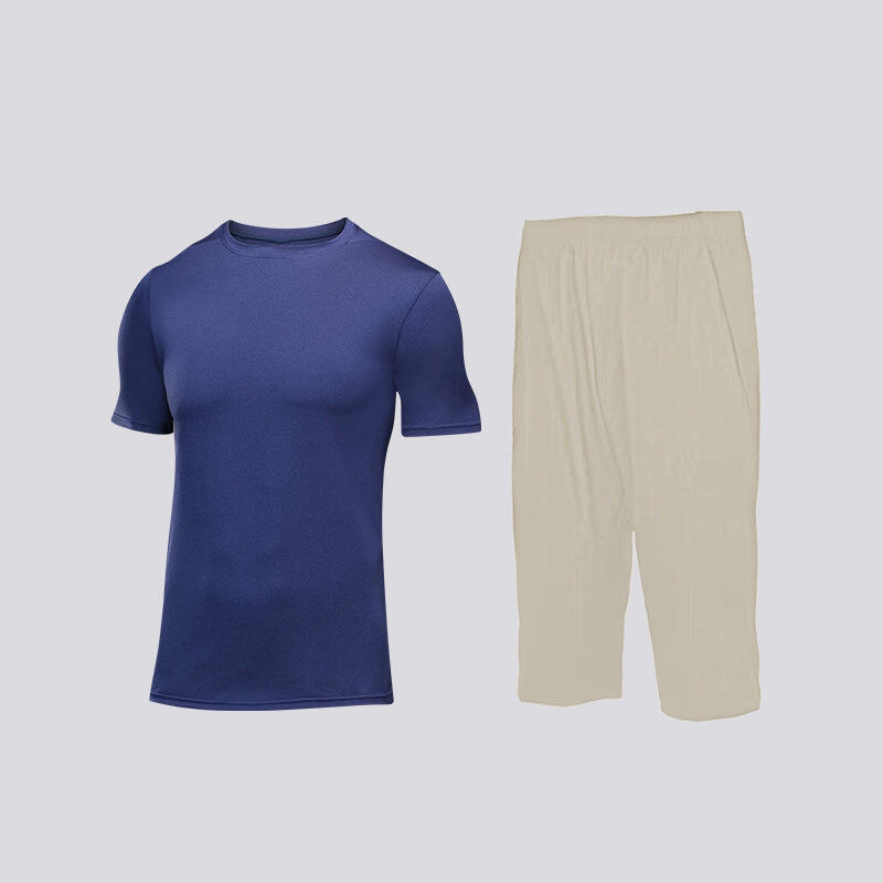UABRAV安步威 夏季健身套装 男士休闲健身运动套装 两件套19+B91 宝蓝色+黄色