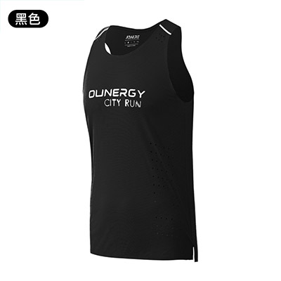 奥尼捷官方新款OU限量款男子跑步背心透气舒适无袖马拉松竞速 黑色