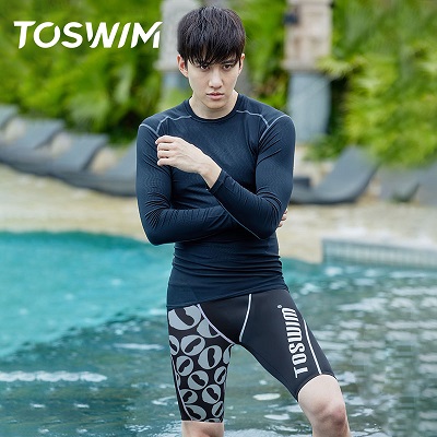 TOSWIM拓胜 男士及膝游泳裤专业游泳训练装备 飞鱼银（TS210550044）