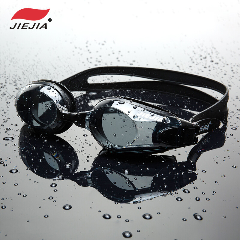 捷佳JIEJIA AH104黑色平光泳鏡男女通用防水防霧舒適簡約盒裝泳鏡高清