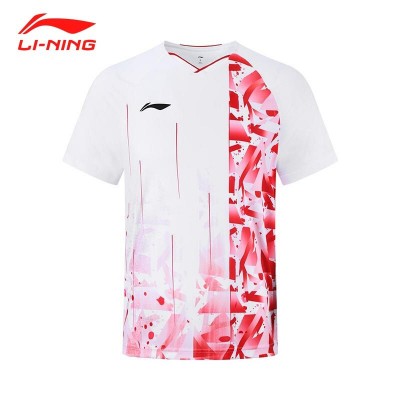 李宁羽毛球服 国际球队大赛服系列TD球迷版 T恤 男女同款比赛短袖上衣 白色 AAYS239-1
