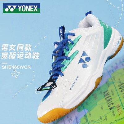 YONEX尤尼克斯羽毛球鞋 SHB460WCR 寬楦 男女防滑減震羽鞋 白/藍
