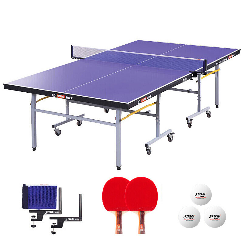 红双喜 乒乓球台 单折式T2023 带脚轮 赠乒乓球拍  大件商品不包邮