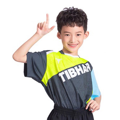 TIBHAR挺拔 乒乓球比赛服 乒乓球短袖 半袖运动服 童装 02301B 幻影 深灰/荧光绿