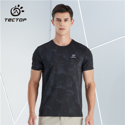 TECTOP探拓 男款夏季户外休闲T恤圆领短袖透气速干衣运动上衣 三色可选 D212139TX