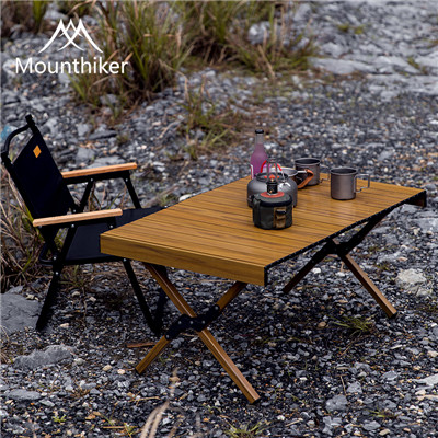 Mounthiker山之客 户外露营自驾野餐桌折叠桌便携铝合金蛋卷桌 90CM SZK-376