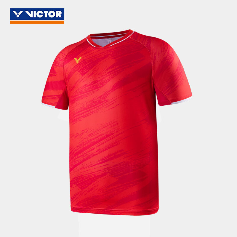 威克多Victor羽毛球服 男女款大赛系列短袖T恤 丹麦国家队大赛服 T-20000TD D 丹麦红