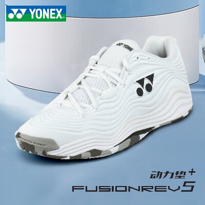 YONEX尤尼克斯 FUSIONREV 5代專業網球鞋羽毛球鞋白色 TF5男女專業輕量透氣網羽兩用鞋 SHTF5MACEX 白色