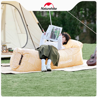 Naturehike挪客 图案印花懒人充气沙发户外空气沙发便携午休气垫床 绿色 米色 CNH22DZ022