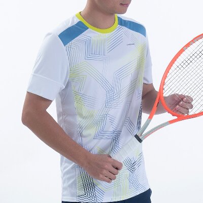 HEAD海德网球服 男子网球服运动服速干上衣T恤夏季网球运动服 811149 白蓝
