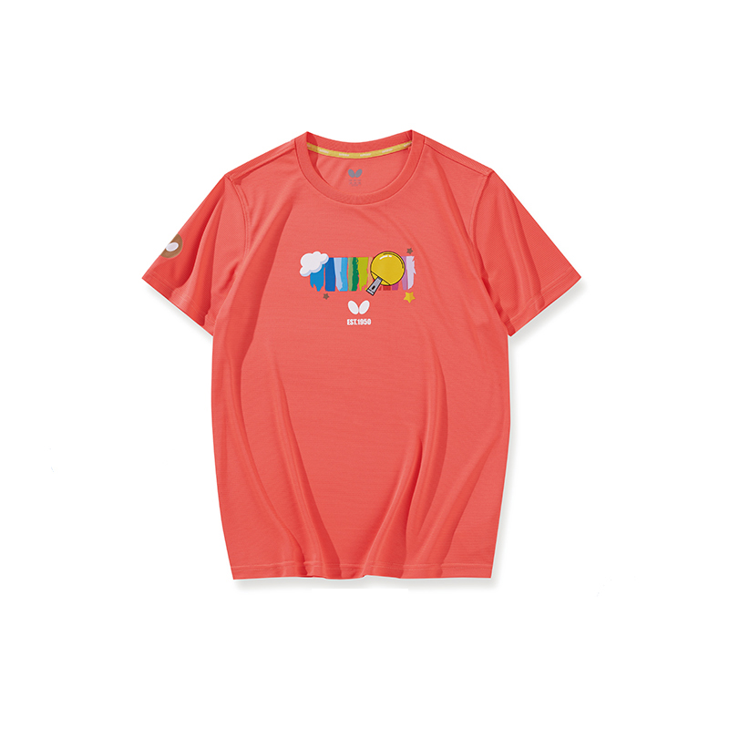 BUTTERFLY蝴蝶 儿童乒乓球服 儿童运动服 乒乓短袖 CHD-807-22 红色
