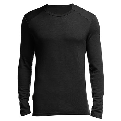 Naturally Inspired 100%美丽诺羊毛200gm圆领户外保暖上衣运动长袖T恤 黑色 101150