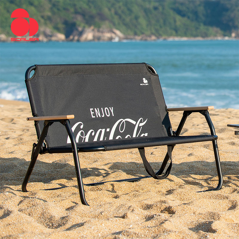 思凯乐露营椅子双人可口可乐联名户外折叠椅子野餐便携凳子沙滩椅 黑色 C20002